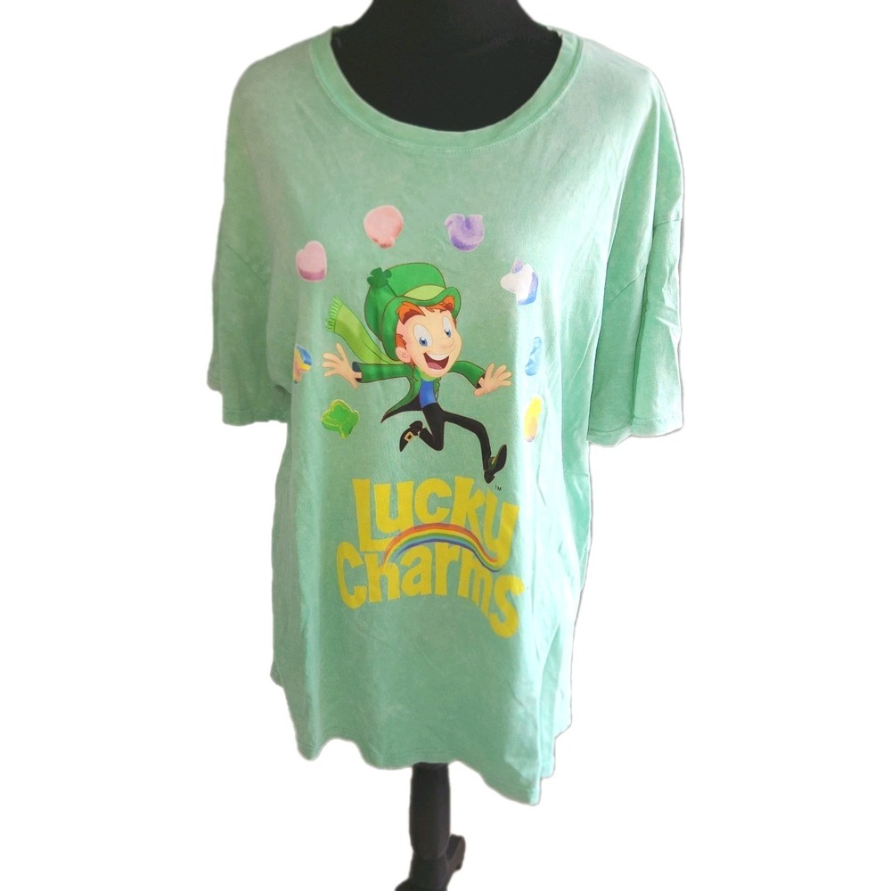 Lucky Charms Bright Light Green Leprechaun T-Shirt - Size‎ XL - Oversized